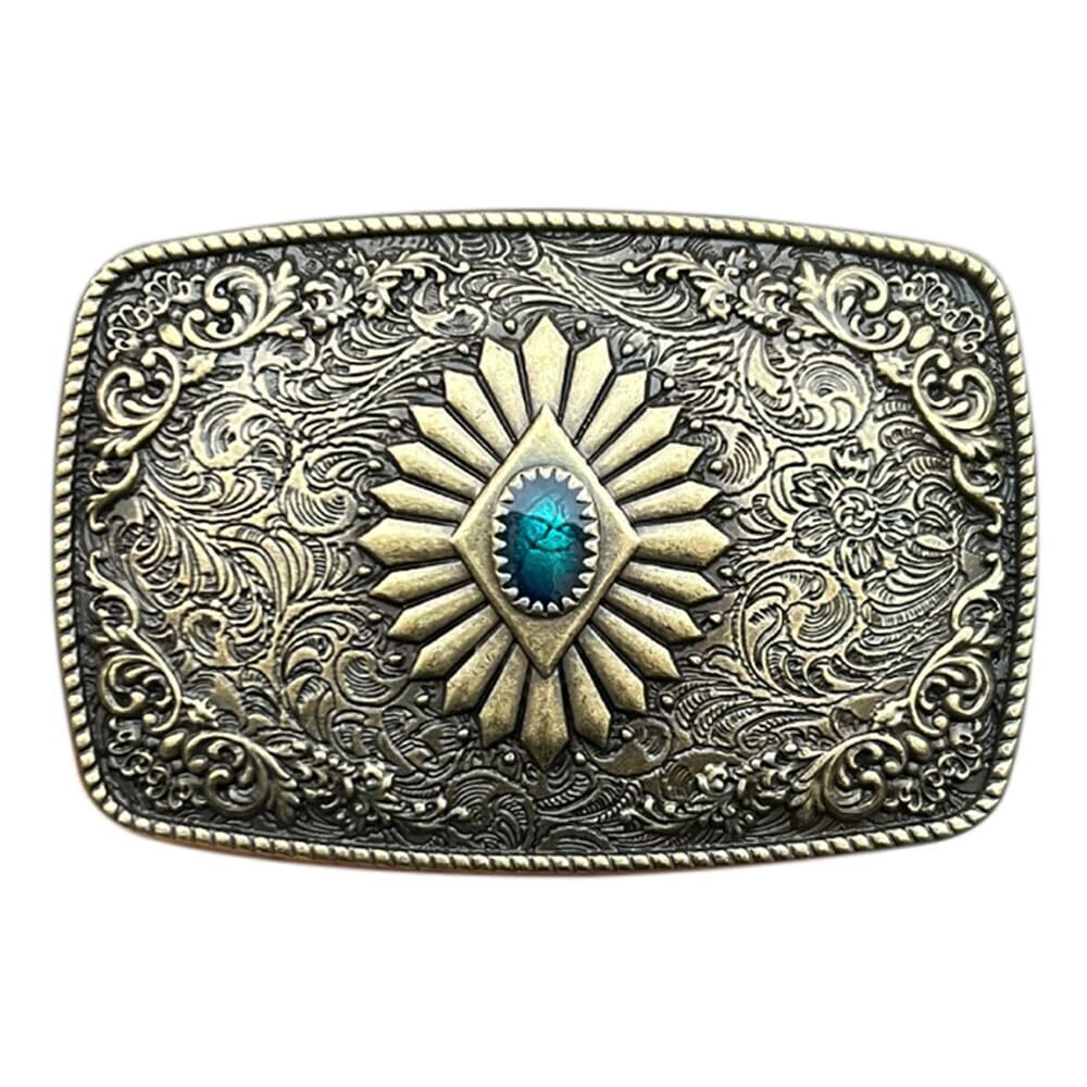 9560 Vintage Enamel Western Belt Buckles , Large Embossing Cowboy Cowgirl